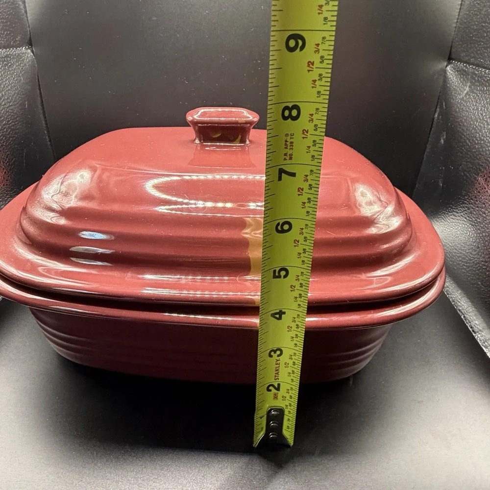 Pampered Chef Deep Covered Casserole Baker w/ Lid Cranberry Stoneware 3.1qt